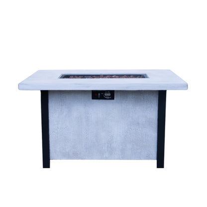 44" W x 25" H Outdoor Patio Propane Gas Fire Pit Table - 50,000 BTU High-temperature-resistant carving process for environmentally friendly materials with the effect of charcoal grain