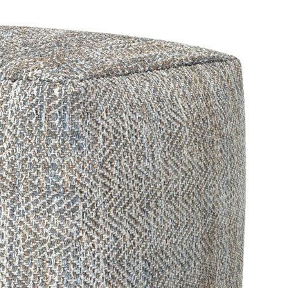 Nate 18 Inch Square Pouf Ottoman Handwoven Cotton Footrest Accent Seat
