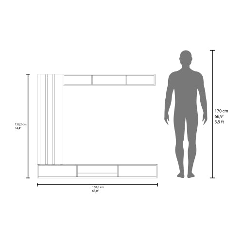 Black Wengue & Oak Floating Entertainment Center, 63 Inch Wall Media Console for TVs Up to 65 Inch TV
