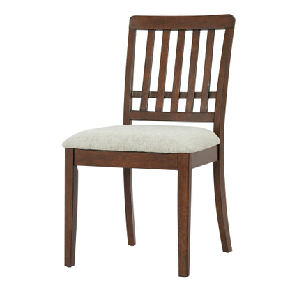 Set of 2 Light Brown Rubberwood LVL Fabric Dining Chairs, Curved Wood Backrest 250lbs Weight Capacity