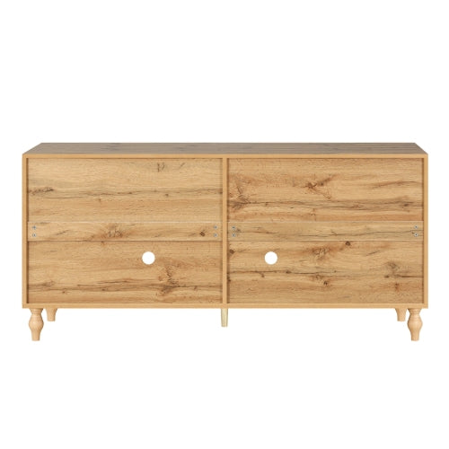 Natural Wood Carved Flower Door Large Storage Cabinet Metal Handle Household Multi-Scene Practical Sideboard Cabinet