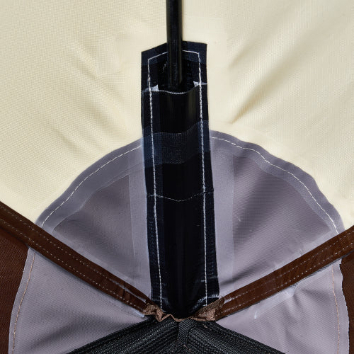 Pop Up Gazebo Tent, Pop-Up Screen Tent 6 Sided Canopy Sun Shelter with 6 Removable Privacy Wind Cloths & Mesh Windows, 12.5x12.5FT Quick Set Screen Tent with Mosquito Netting, Brown