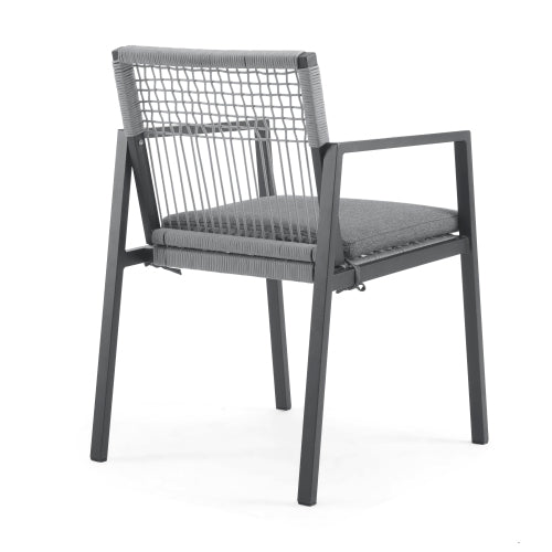 Outdoor Dining Chair Set of 2, Aluminum + Rope , Outdoor Armchair Seating for Patio Backyard Poolside Balcony, Cushion included