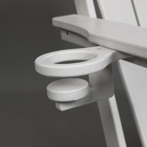HDPE Folding Chair with Dual Cup Holder - Composite Chair with Wood Texture- White
