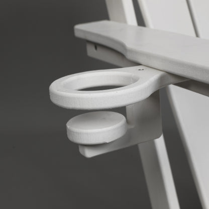 HDPE Folding Chair with Dual Cup Holder - Composite Chair with Wood Texture- White