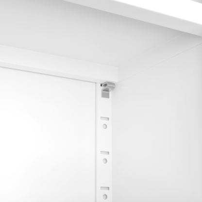 71 Inch Tall 5 Tier Metal Bookshelf With Closed Door Adjustable Storage Cabinet