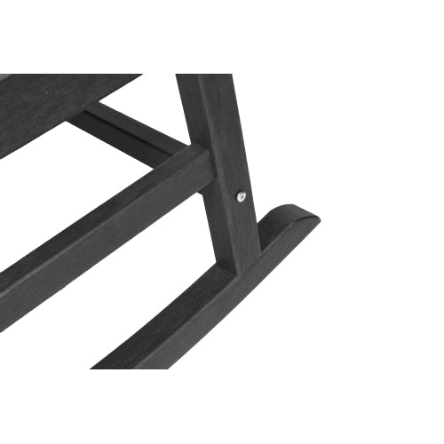 Oversized Rocking Chair with Wood-Texture, Outdoor Rocking Chair for Adults, All Weather Resistant Porch Rocker for Lawn Garden, Grey