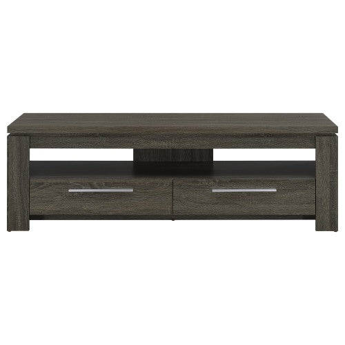 Weathered Grey 59 Inch Transitional TV Console with 2 Drawers for 64 Inch TV