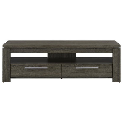 Weathered Grey 59 Inch Transitional TV Console with 2 Drawers for 64 Inch TV