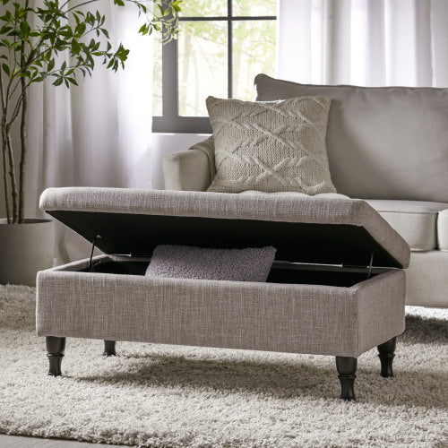 Tufted Storage Ottoman Bench with Solid Wood Legs, 40.94 inch