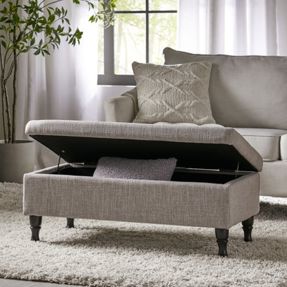 Tufted Storage Ottoman Bench with Solid Wood Legs, 40.94 inch