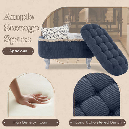 29.5'' Storage Ottoman Bench Tufted Upholstered End of Bed Bench with Fringe