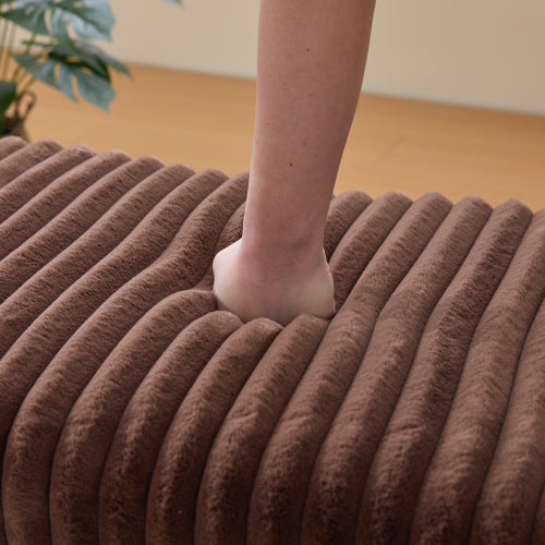 30.7 inch Faux Fur Ottoman Coffee Table with Storage Shelf
