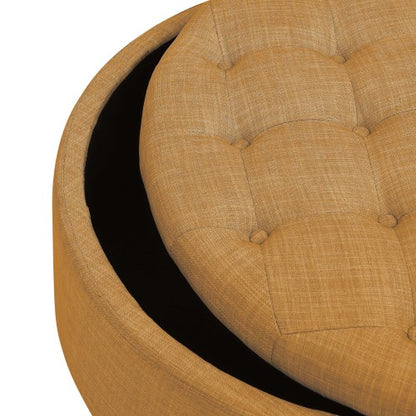 Linen Tufted Storage Ottoman with Nailhead Trim, Multiuse Footrest & Accent Stool for Bedroom Living Room Nursery