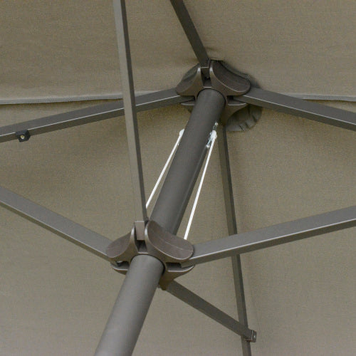 Patio Umbrella 15' Steel Rectangular Outdoor Double Sided Market with base, Sun Protection & Easy Crank for Deck Pool Patio, Dark Gray