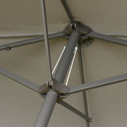 Patio Umbrella 15' Steel Rectangular Outdoor Double Sided Market with base, Sun Protection & Easy Crank for Deck Pool Patio, Dark Gray