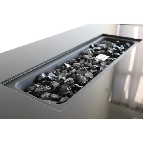 42  Smoked Glass Metal Rectangle Fire Pit