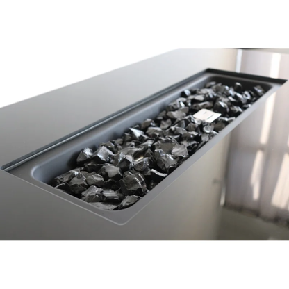 42  Smoked Glass Metal Rectangle Fire Pit