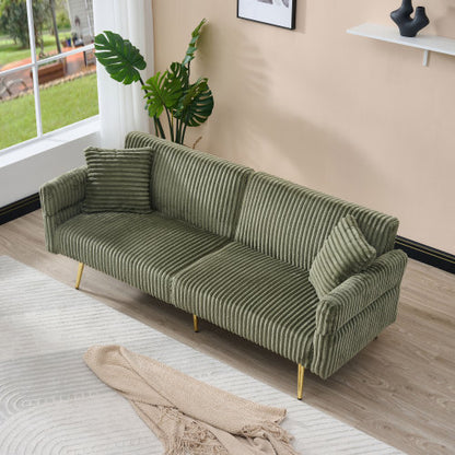 79 inch  Foldable Corduroy Sofa Bed with Adjustable Folding Armrests