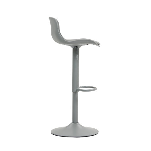 Bar Stools Set of 2  Modern PU Leather Counter Height Barstools with Back, Height Adjustable Swivel Kitchen Island Chairs, Armless, Large Base-Gray
