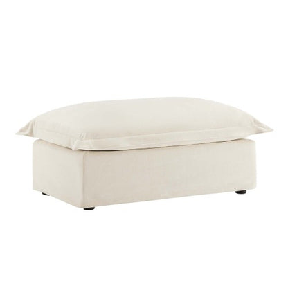Cream Chenille Upholstered Ottoman Sofa, Removable Washable Covers, High-Density Foam Modular Seating for Living Room