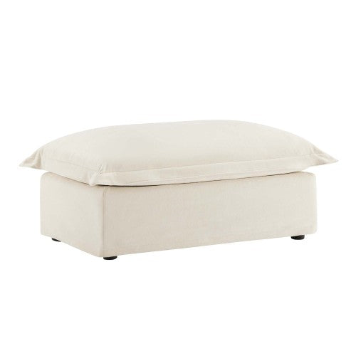 Cream Chenille Upholstered Ottoman Sofa, Removable Washable Covers, High-Density Foam Modular Seating for Living Room