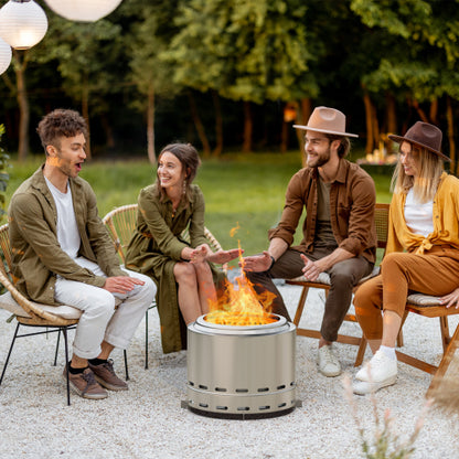 19.5inch Smokeless Fire Pit Portable Outdoor Wood Burning Fireplace Low Smoke Bonfire