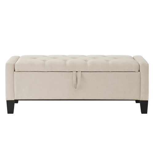 Ottoman with Storage, Storage Ottoman Bench with Safety Hinge 350 lbs Weight, Upholstered Entryway Bench with Seating for Bedroom, Living Room - Beige