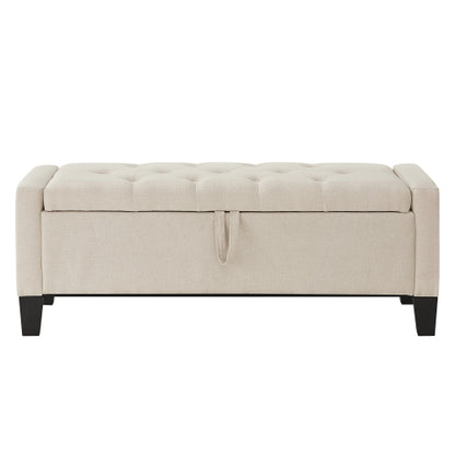 Ottoman with Storage, Storage Ottoman Bench with Safety Hinge 350 lbs Weight, Upholstered Entryway Bench with Seating for Bedroom, Living Room - Beige