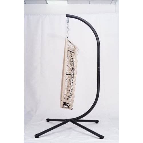 Outdoor Egg-shaped Hanging Chair with Stand, Patio Egg-shaped Swing Chair, Indoor Rocking Chair, Outdoor Hammock Egg-shaped Chair, Beige