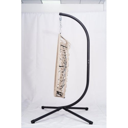 Outdoor Egg-shaped Hanging Chair with Stand, Patio Egg-shaped Swing Chair, Indoor Rocking Chair, Outdoor Hammock Egg-shaped Chair, Beige