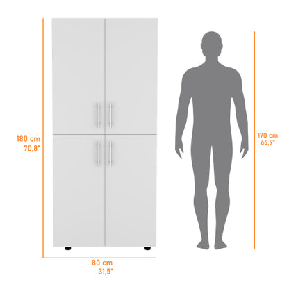 Armoire in melamine with 2 doors , 4 shelves and 2 clothes hanging bar