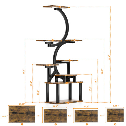 8 Tier Metal Plant Stand With 5 Full Spectrum Grow Lights 10 Level Dimmable Design