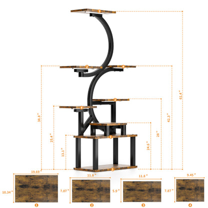 8 Tier Metal Plant Stand With 5 Full Spectrum Grow Lights 10 Level Dimmable Design