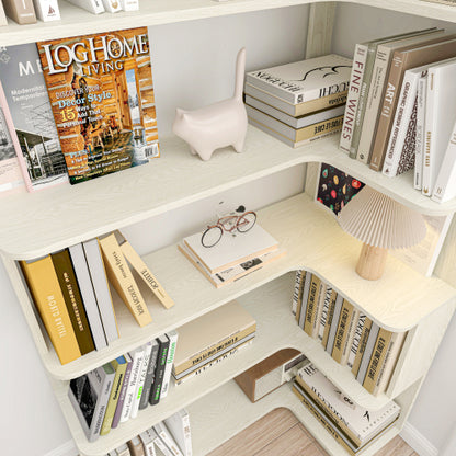 90cm Corner Bookshelf with Anti-Drop Panel and Open Shelves
