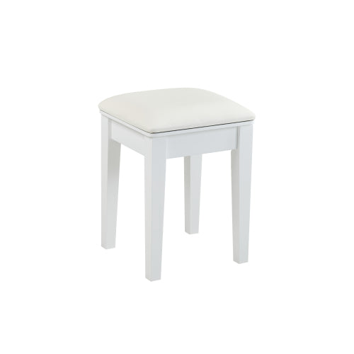 White Compact Vanity Table Set with Reversible Adjustable Mirror, 5 Drawer Storage & PU Cushioned Stool