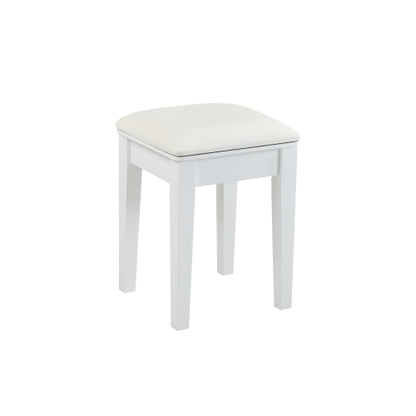 White Compact Vanity Table Set with Reversible Adjustable Mirror, 5 Drawer Storage & PU Cushioned Stool