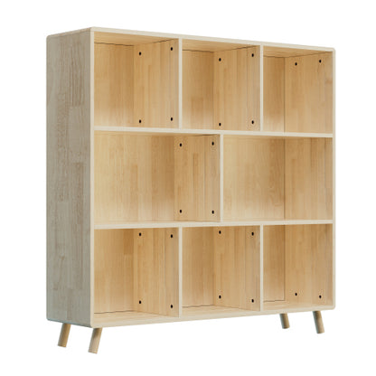 Pine Wood 8-Compartment Fixed Grid Household Toy Book Storage Cabinet
