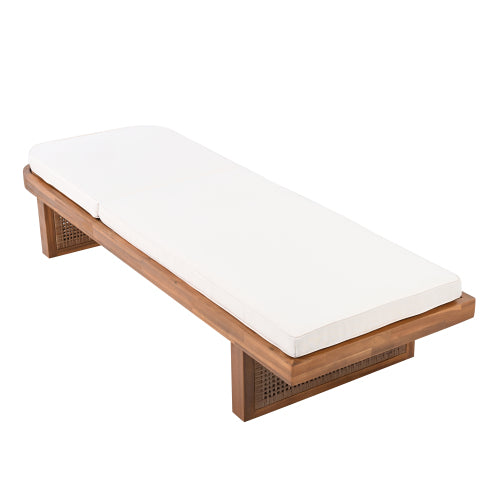 Outdoor Lounge Chair - Acacia Wood & PE Rattan Design with White Cushion, MP2