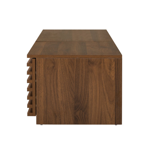 70.8 inch Walnut Fluted Flip Door TV Stand Low Profile Media Console For 65¨C80 Inch TV