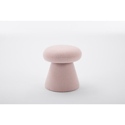 Pink Teddy Mushroom Swivel Ottoman, Wooden Frame 250 LBS Foot Stool Fully Assembled
