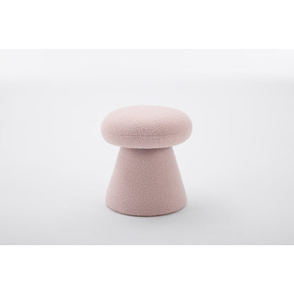 Pink Teddy Mushroom Swivel Ottoman, Wooden Frame 250 LBS Foot Stool Fully Assembled