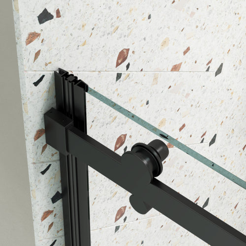 Glass shower door, sliding door, with 5/16" tempered glass and Matted Black finish 6074