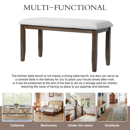 Upholstered Bench for Bedroom End of Bed,38-inch Entryway Bench for Living Room,Dining Bench with Padded Seat and Solid Wood Leg for Kitchen Bedroom,Indoor and Hallway (Bench, Beige+Brown)