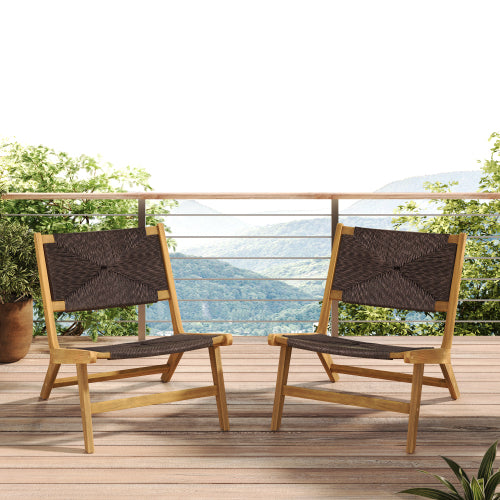 Acacia Wood Outdoor Armless Lounge Chair-Teak