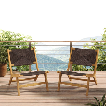 Acacia Wood Outdoor Armless Lounge Chair-Teak