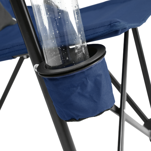 High Back Heavy Duty Lawn Chair Support 250LBS, Portable Collapsible Chair with Cup Holder -Navy blue