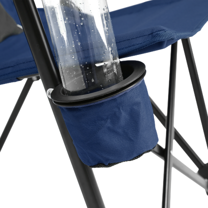 High Back Heavy Duty Lawn Chair Support 250LBS, Portable Collapsible Chair with Cup Holder -Navy blue