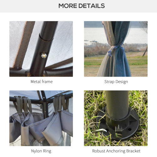 Outsunny 9.6' x 9.6' Patio Gazebo, Outdoor Canopy Shelter with 2-Tier Roof and Netting, Steel Frame for Garden, Lawn, Backyard, and Deck, Gray