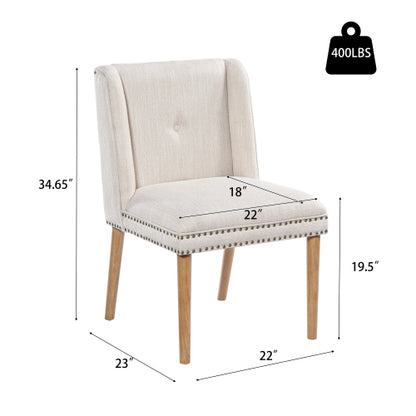 Rivet Upholstered Dining Chairs Set of 2 with Rubber Wood Legs